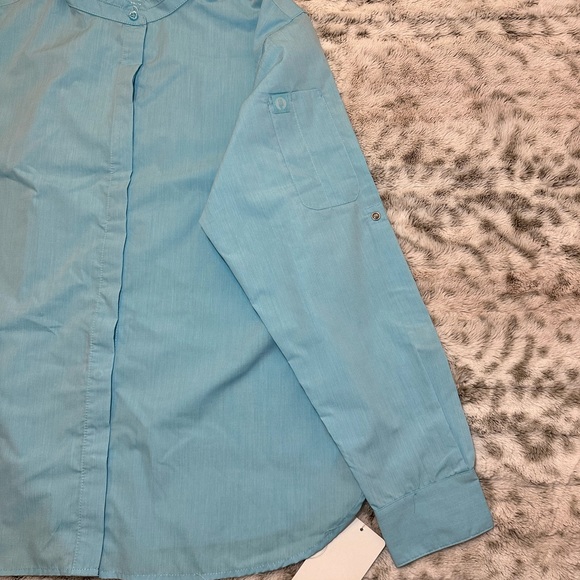 Chef  Uniform Women Sz large Long Sleeve Button New Baby Blue new - Picture 10 of 15